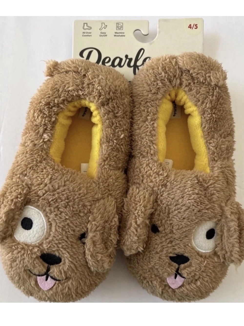 Dearfoams Kid's Emery Critter Closed Back Animal Slipper Size 4 5 Puppy Dog